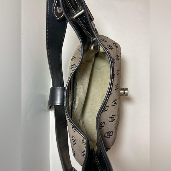 Dooney & Bourke Buckle Bucket Handbag Purse Lock Monogram Signature Black Grey. - Picture 8 of 16